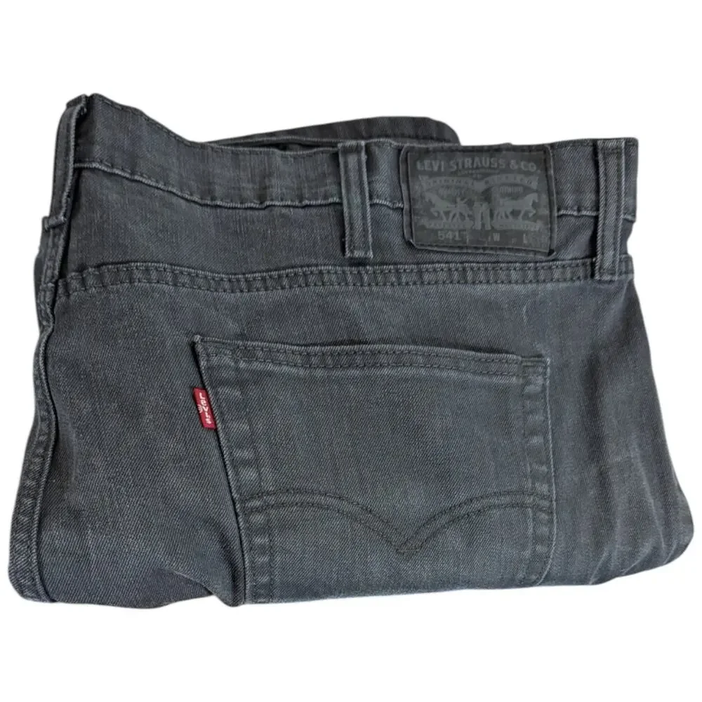 Levis 541 Athletic Taper Jeans Mens 46x29 W46 L29 Gray Denim (Measures 47x26.5)